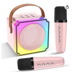 Mini Karaoke Machine Portable Bluetooth2 Wireless Microphones